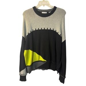 Vintage ALT Grunge Zaket & Plover Knit Sweater Neon Green Black Grey Size L